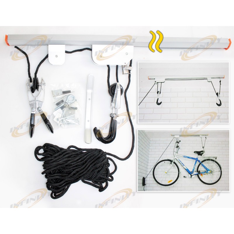 Bike Lift Rack w/ Ceiling Rail Mounting Bike Rack (Bike & Ladder Lift
